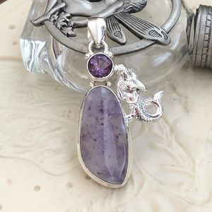 Natural Purple Opal Mermaid Sterling Pendant